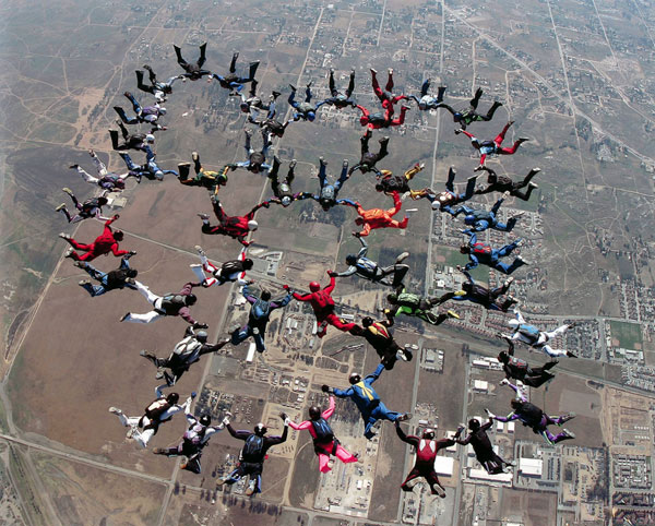 large skydiving group